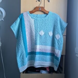 Colorful Knit Short Sleeve Sweater